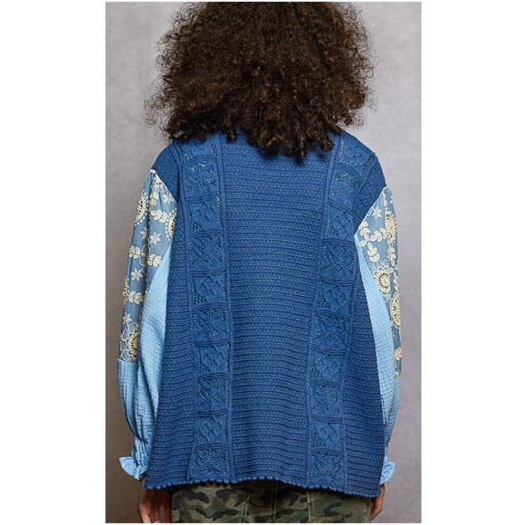 POL Floral Lace Balloon Sleeve Button Down Cardigan - Picture 3 of 3